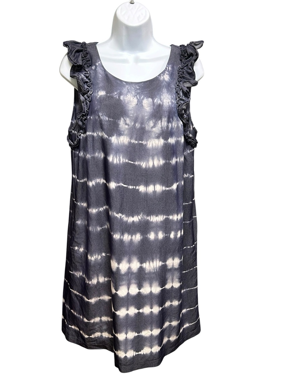 Tribal Jeans Blue White Tie Dye Sleeveless Dress Size S